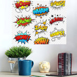 Collection Nine Multicolored Comic Sound Effects - Cartoon Poster Art Print
