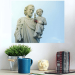 Classical Statue Saint Joseph Child Jesus - Jesus Christian Poster Art Print