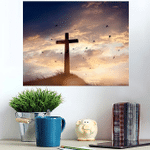 Concept Conceptual Black Cross Religion Symbol - Jesus Christian Poster Art Print