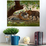 Couple Indian Tigers Male Left Female - Tiger Animals Poster Art Print