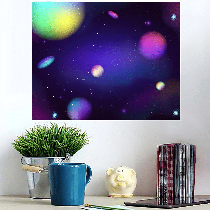 Colorful Space Galaxy Background Shining Stars - Starry Night Sky And Space Poster Art Print