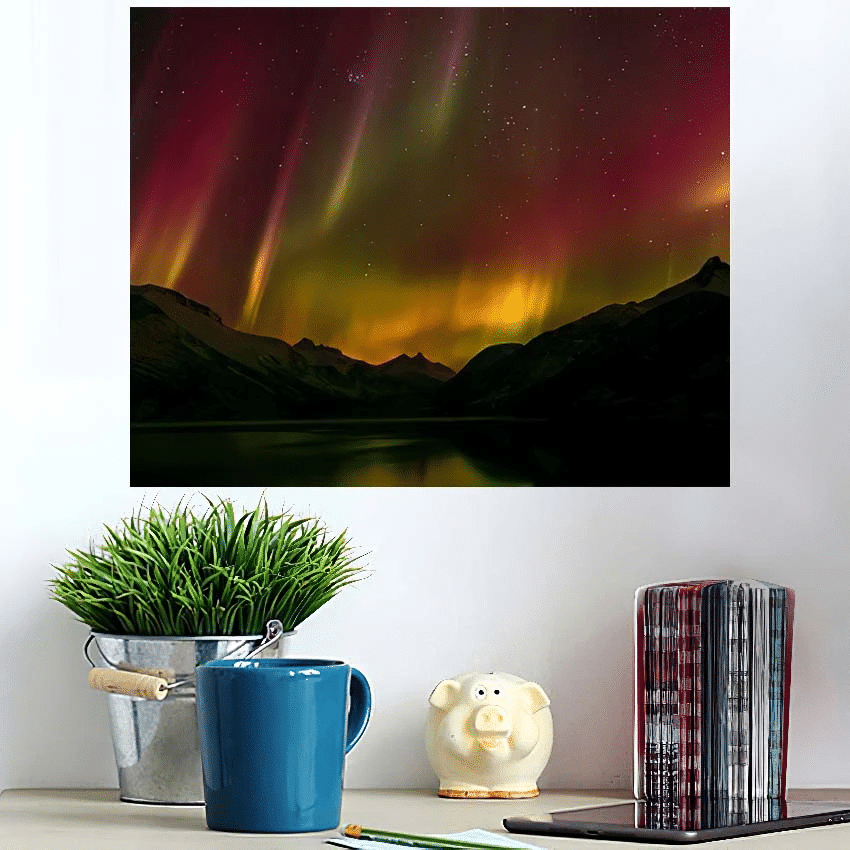 Colorful Northern Lights Over Starry Night - Starry Night Sky And Space Poster Art Print
