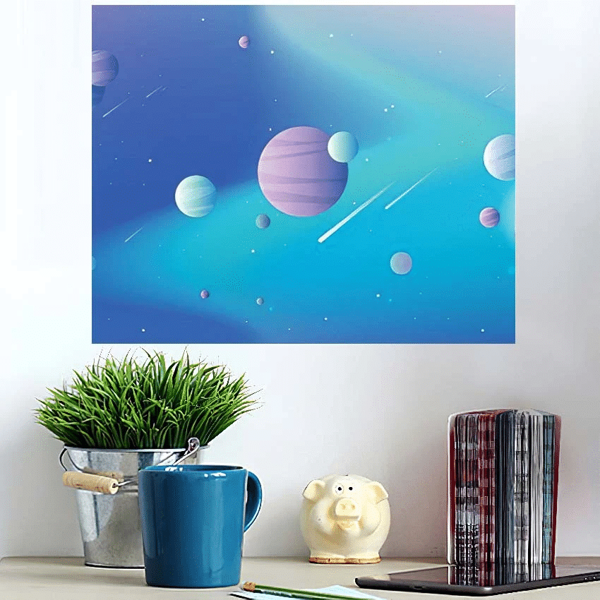 Cool Universe Scene Vibrant Gradient Space - Sky And Space Poster Art Print
