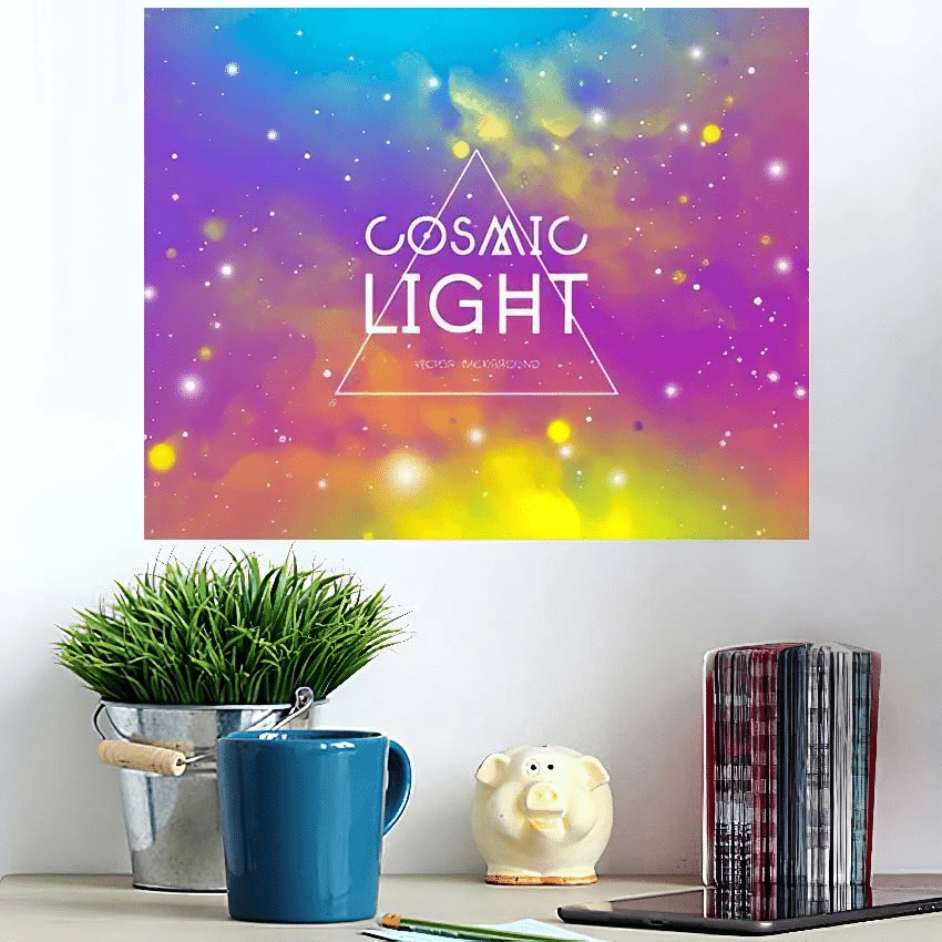Cosmic Light Outer Space Colorful Vector - Galaxy Sky And Space Poster Art Print