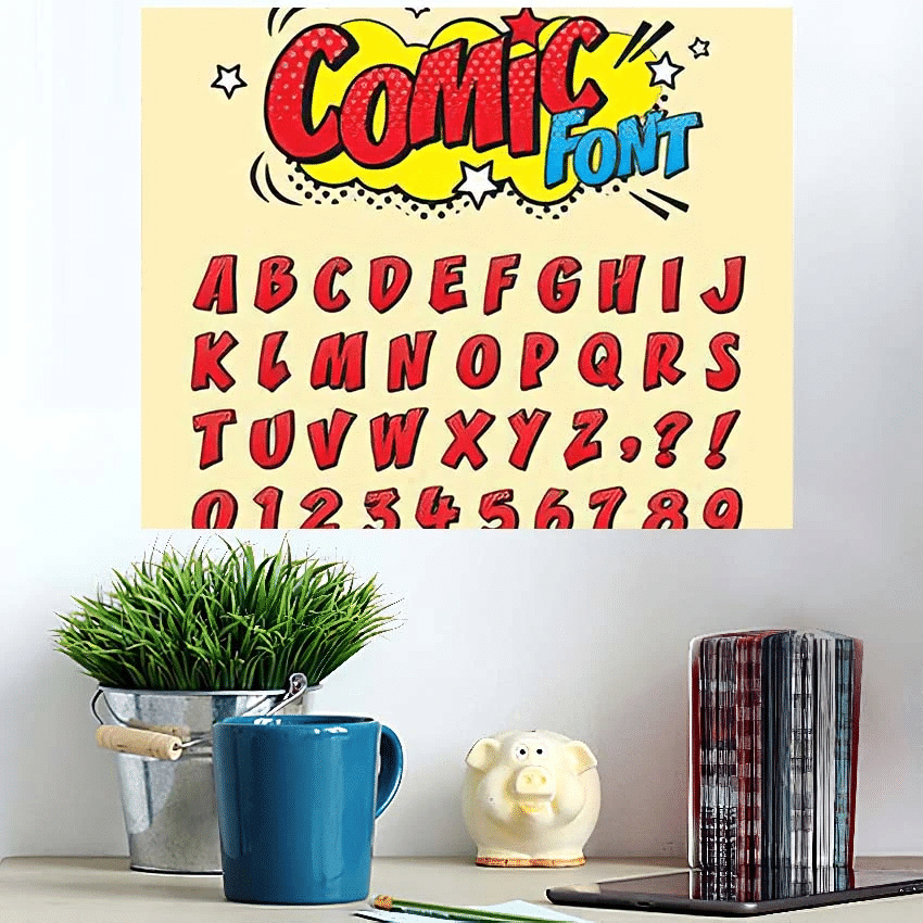 Comic Retro Font Set Alphabet Letters - Cartoon Poster Art Print