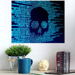Computer Code On Screen Skull Representing - Skull Poster Art Print