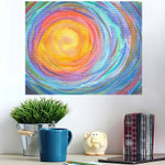 Colorful Spiral Sun Power Background Watercolor - Mandala Poster Art Print