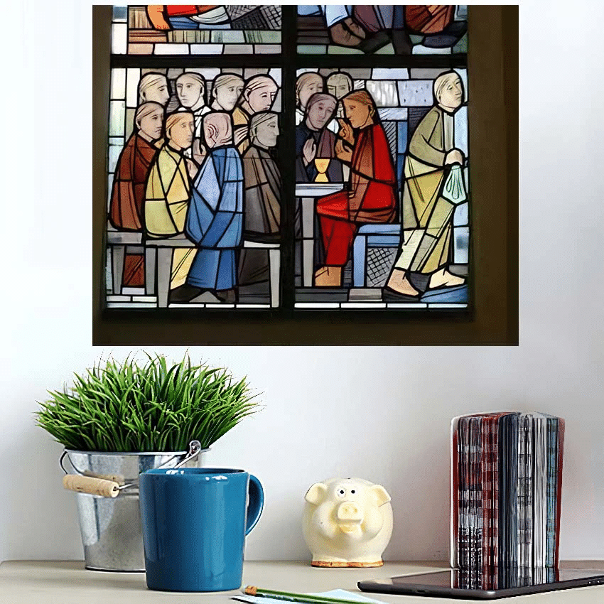 Church Window - Last Supper Christian Poster Art Print