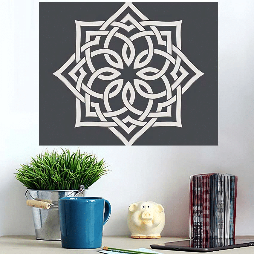 Circular Pattern Arabesque Style Eight Pointed - Mandala Poster Art Print