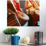 Close Peoples Hands Playing On African - Drum Music Poster Art Print