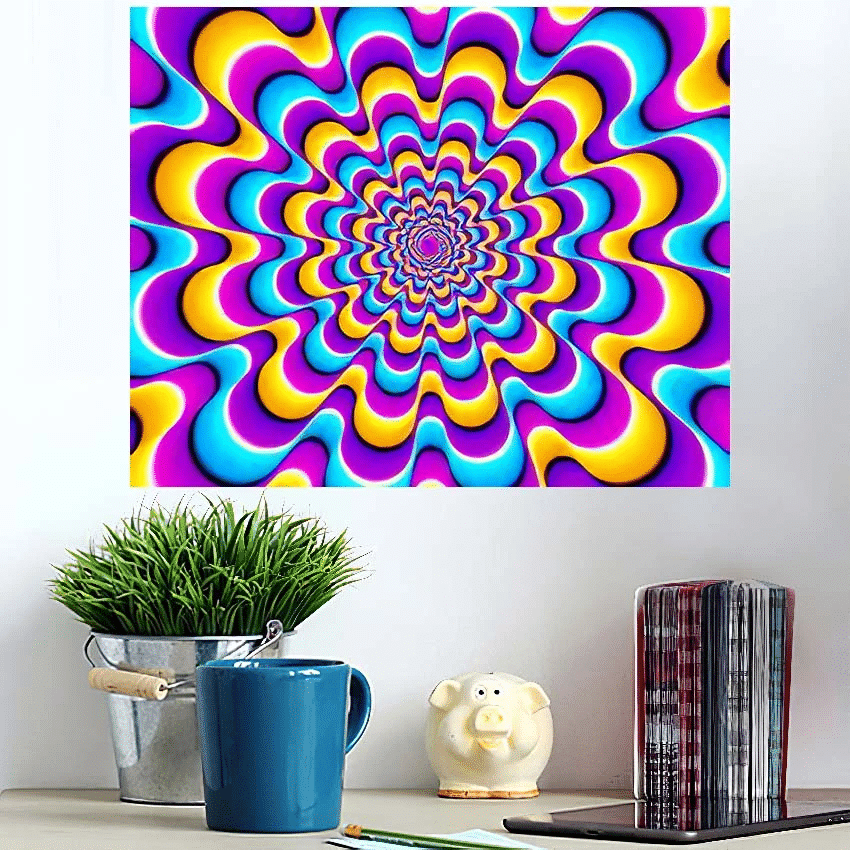 Colorful Spirals Optical Expansion Illusion - Psychedelic Poster Art Print