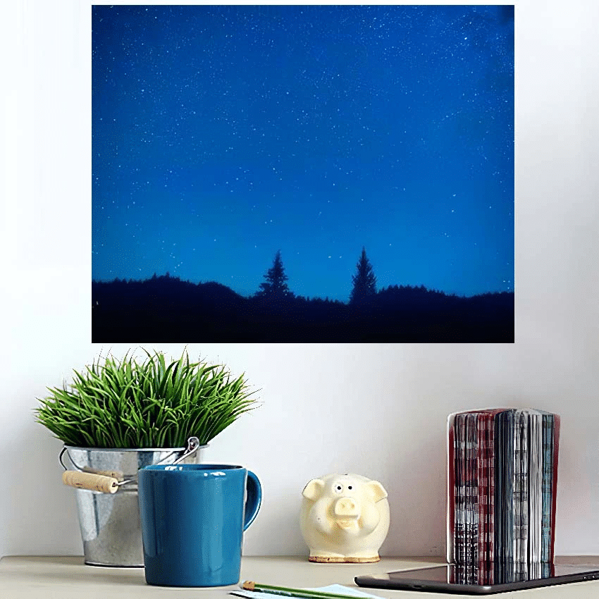 Dark Blue Night Sky Above Mystery - Starry Night Sky And Space Poster Art Print