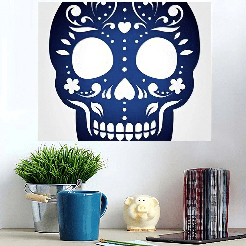 Decorative Ornamental Sugar Skull Laser Cutting - Skull Poster Art Print