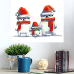 Digital Painting Polar Bear Family Wearing - Christmas Poster Art Print