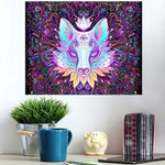 Cute Fox Face Over Psychedelic Ornate - Psychedelic Poster Art Print