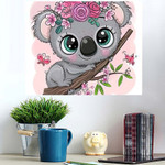 Cute Cartoon Koala Flowers On Tree - Cartoon Poster Art Print