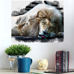 Digital Watercolor Painting Lion Art Watercolour - Lion Animals Poster Art Print