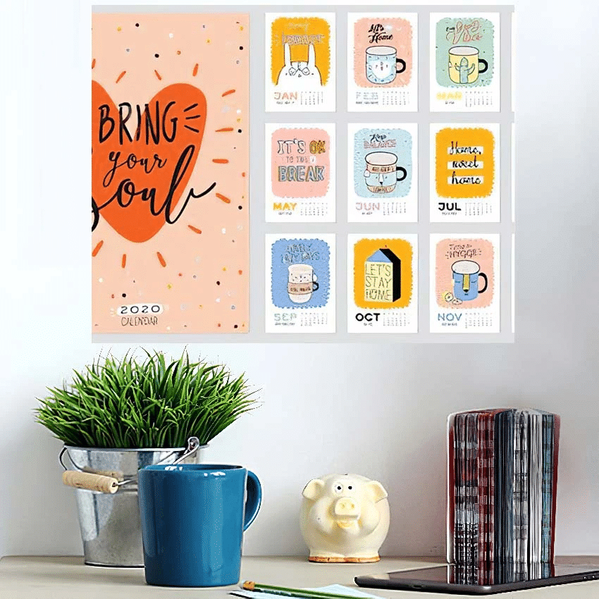 Cute Wall Calendar Yearly Planner - Quotes Poster Art Print