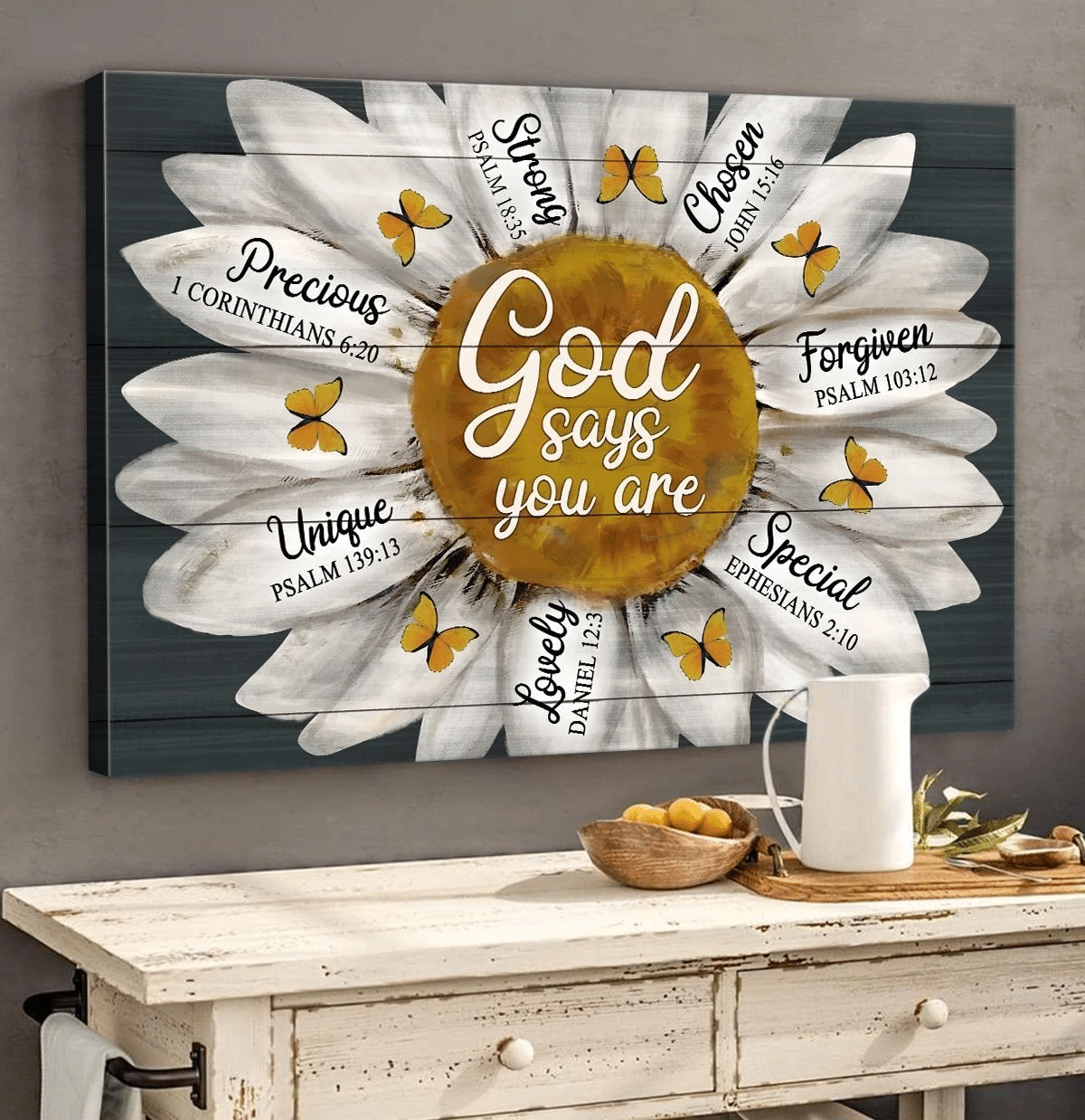 Daisy - God Says You Are With Butterfly Lanscape Poster & Canvas Gift For Friend Family Home Decor Wall Art Visual Art