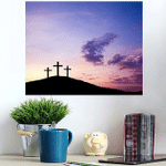 Cross On Hill Jesus Christ Truth - Christian Poster Art Print