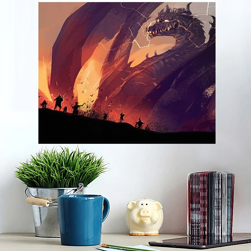 Digital Illustration Painting Design Style Peoples - Dragon Animals Poster Art Print