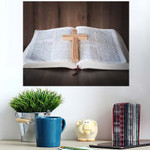Crucifix Lay On Bible Blessing God - Christian Poster Art Print
