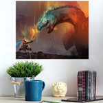 Digital Illustration Painting Design Style Dragon - Dragon Animals Poster Art Print