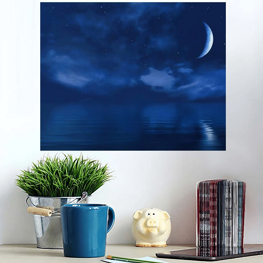 Dark Starry Night Sky Above Calm - Starry Night Sky And Space Poster Art Print