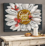 Daisy And Cardinal - God Says You Are Landscape Poster & Canvas Gift For Friend Family Birthday Gift Home Decor Wall Art Visual Art