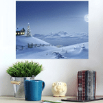 Digital Painting Silent Christmas Night Snow - Christmas Poster Art Print