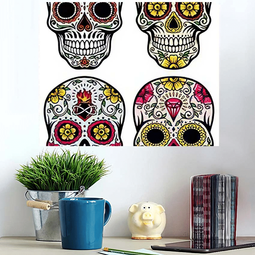 Day Dead Skull Vector Set - Skull Poster Art Print