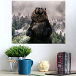 Double Exposure Wild Bear Pine Forest - Bear Animals Poster Art Print