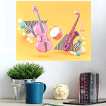 Double Bass Drum Saxophone Surrounded By - Drum Music Poster Art Print