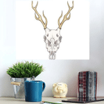 Drawn Deer Skull Horns Retro Style - Skull Poster Art Print