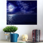 Fantastic Full Moon Over Night Sea - Starry Night Sky And Space Poster Art Print