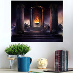 Eternal Fire Dark Atmospheric Landscape Stairs - Fantasy Poster Art Print