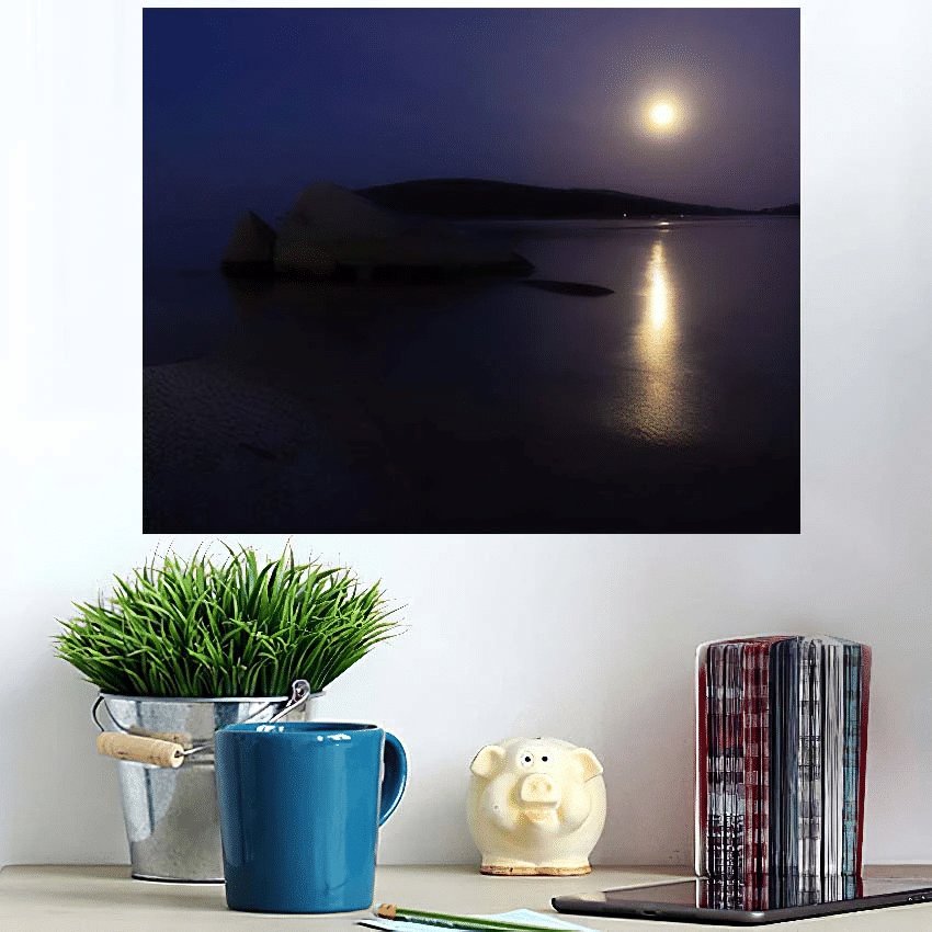 Fantastic Full Moon Over Night Se A - Starry Night Sky And Space Poster Art Print