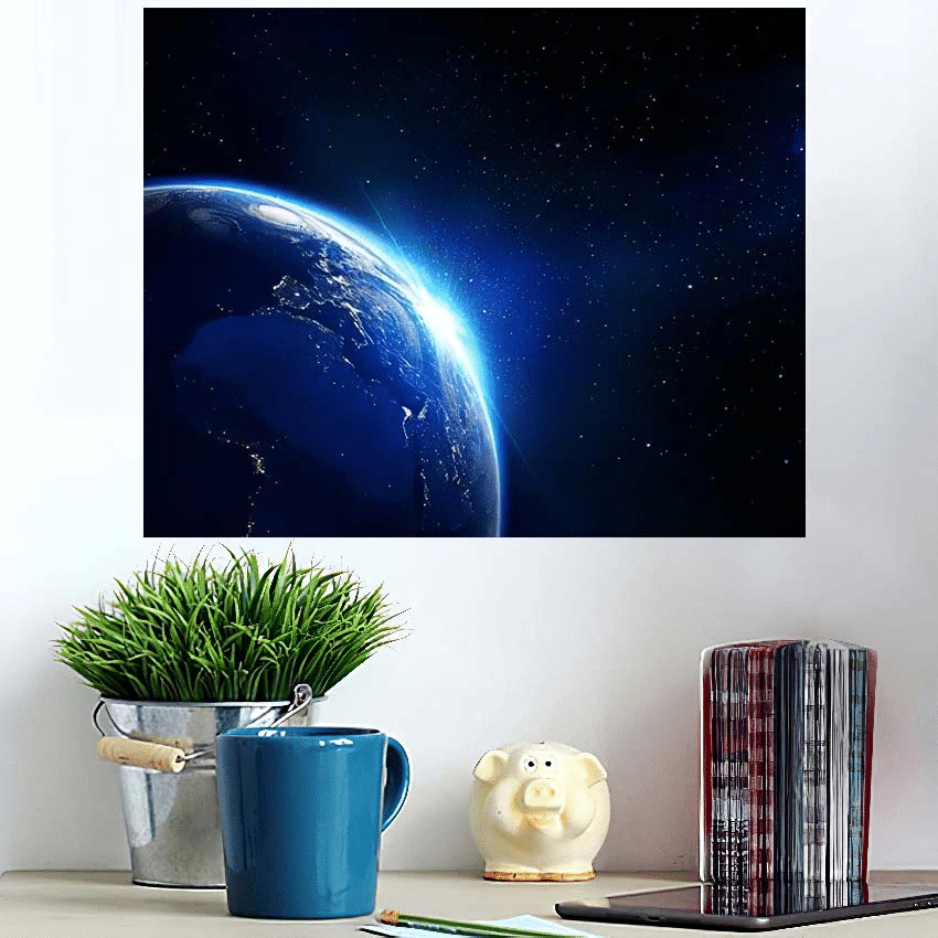 Earth Blue Shining Elements This Image - Galaxy Sky And Space Poster Art Print