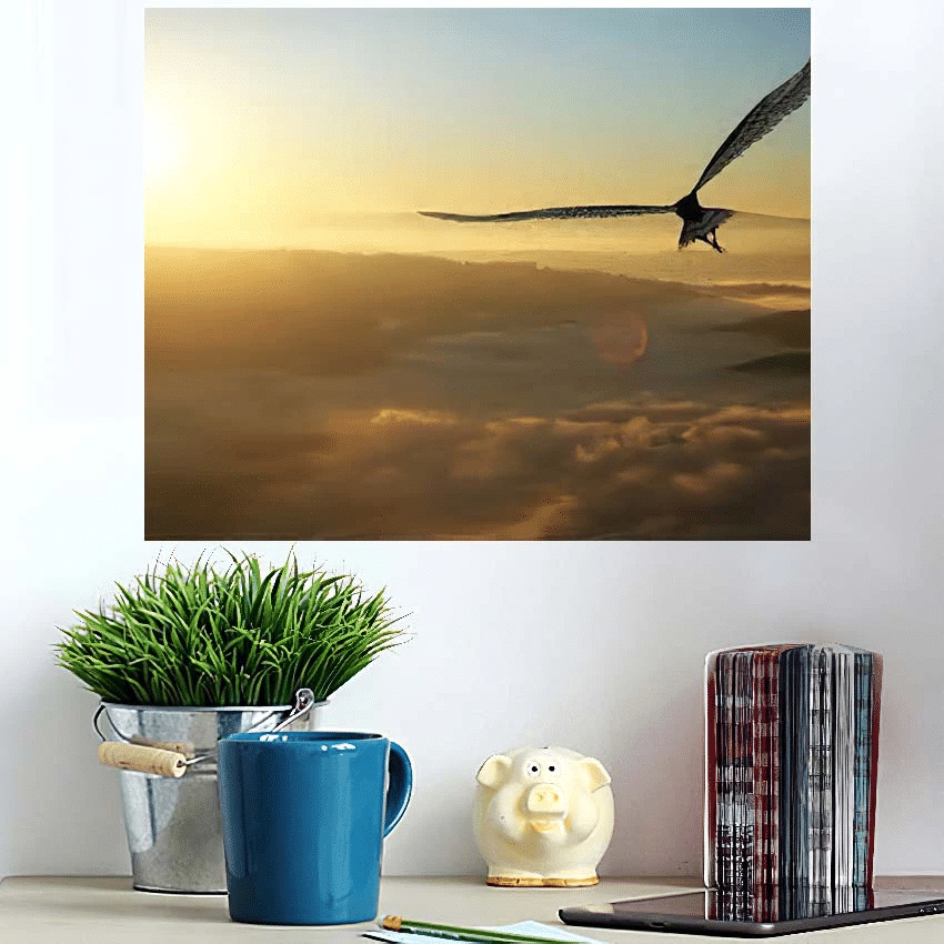 Eagle Flying Clouds Dawn - Eagle Animals Poster Art Print