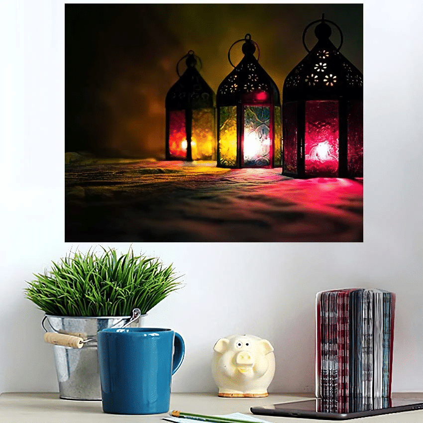 Eid Colorful Lamps Lanterns Ramadan Other - Islamic Poster Art Print