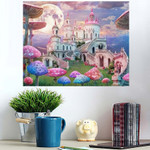 Fantastic Landscape Mushrooms Beautiful Old Castle - Fantastic Poster Art Print