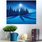 Fairy Winter Night Mountain Valley Full - Starry Night Sky And Space Poster Art Print