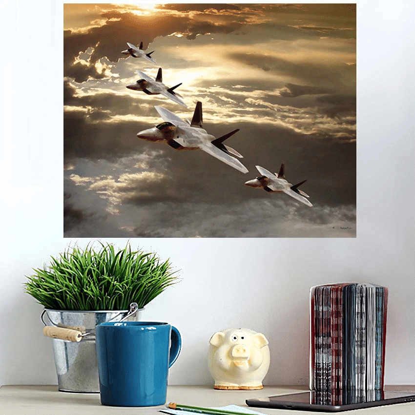 F- Raptor Fighter Jets - Aircraft Poster Art Print