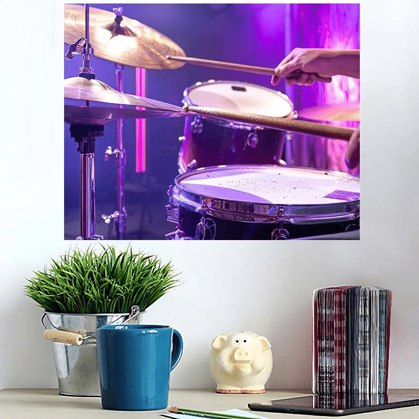 Drum Kit Drums Studio On Beautiful - Drum Music Poster Art Print
