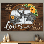 Elephant - All Of Me Loves All Of You Landscape Poster Canvas, Warm Home Decor Wall Art Visual Art