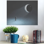 Dream Fantasy Man Observing Moon Night - Sky And Space Poster Art Print