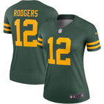 Womens Green Bay Packers Aaron Rodgers Green Alternate Legend Player Jersey Gift for Green Bay Packers fans
