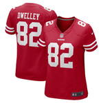 Womens San Francisco 49ers Ross Dwelley Scarlet Game Jersey Gift for San Francisco 49Ers fans