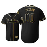 Philadelphia Phillies #00 Any Name Mlb 2019 Golden Edition Black Jersey Gift For Phillies Fans