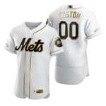 New York Mets #00 Any Name Mlb Golden Edition White Jersey Gift For Mets Fans